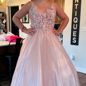 Sherri Hill Pink Lace Prom Dress